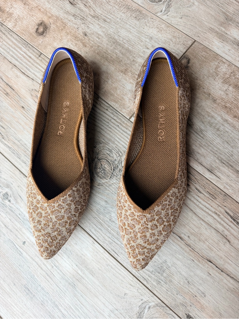 Rothy's The Point Driftwood Spot Leopard Knit Flats Women's Size 8